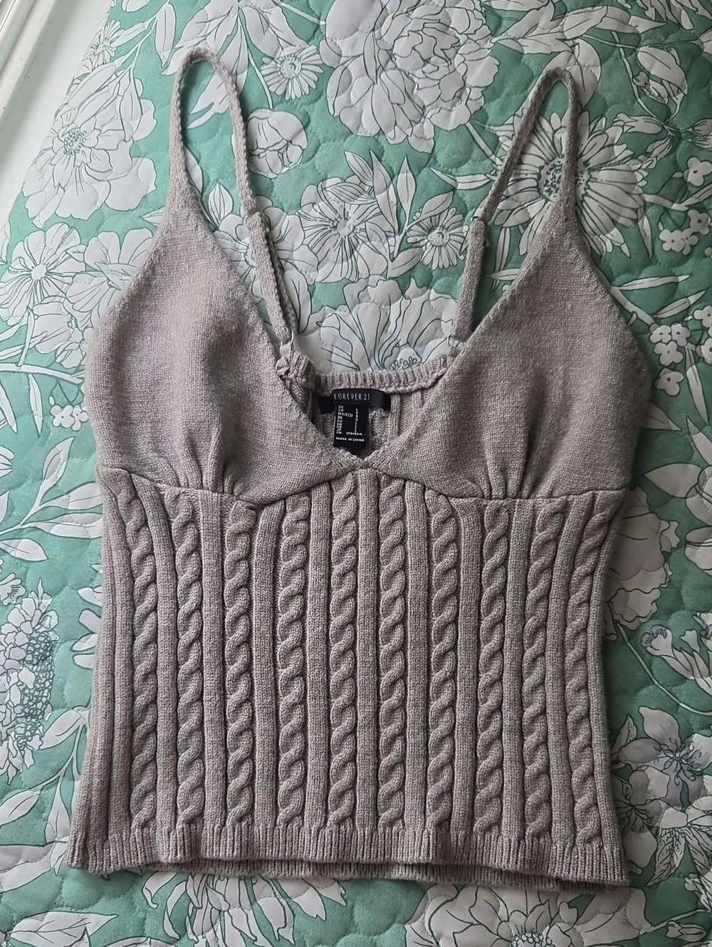 Forever 21 Light Grey Cable Knit Cami Sweater